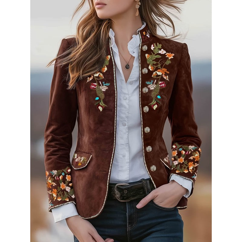 Sofia | Geborduurde blazer met stand-up kraag
