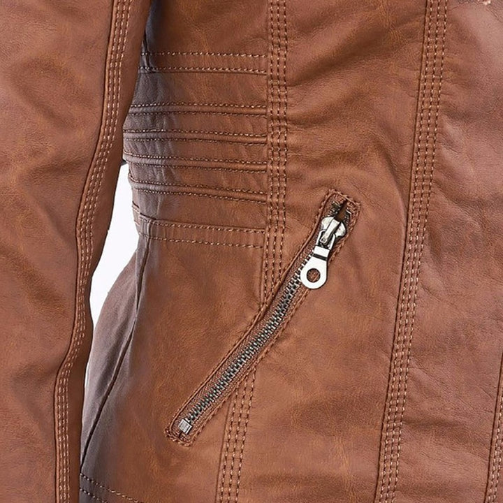 Monica | Veste en cuir matelassée à capuche