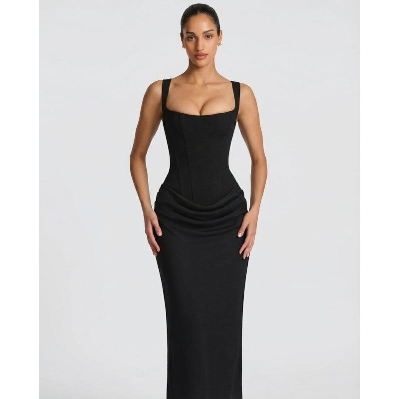 Victoria | Getailleerde korsetjurklook maxi-jurk