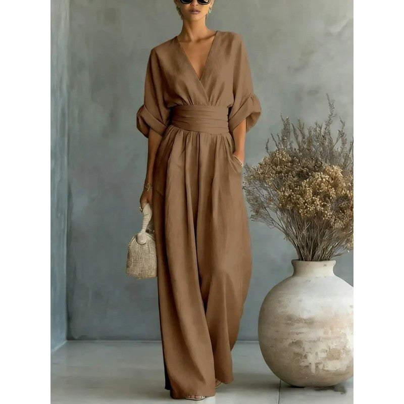 Risel | V-hals Jumpsuit met Obi-band