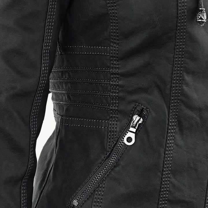 Monica | Veste en cuir matelassée à capuche