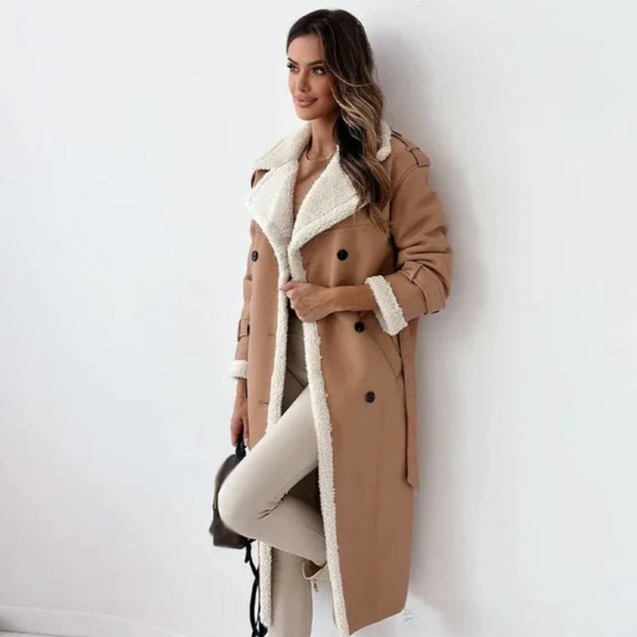 Cheryl | Lange dubbelrijige jas voering