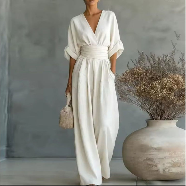 Risel | V-hals Jumpsuit met Obi-band