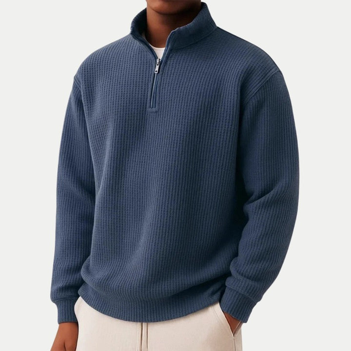 Porter | Gestreifter Pullover mit Viertelreißverschluss