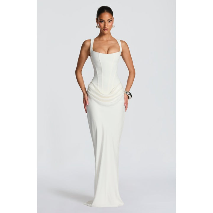 Dames Maxi Jurk | Vierkante hals met corset rug