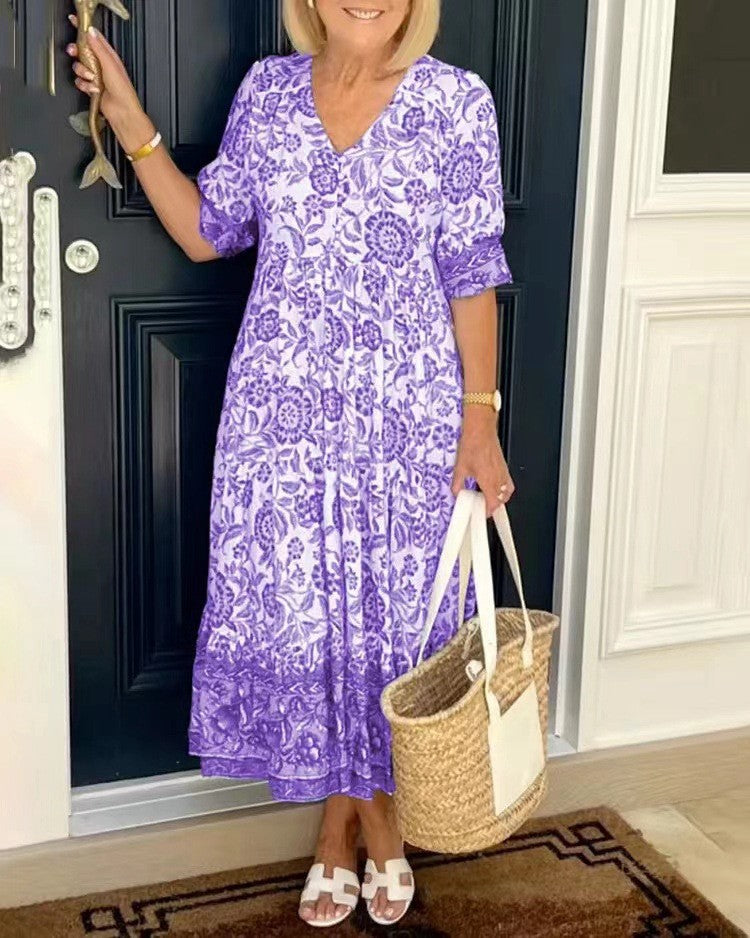 Sien | Robe midi fleurie à col en V