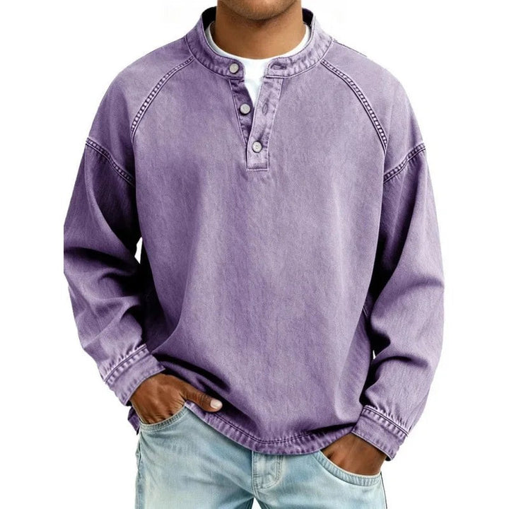 Mannen | Vintage Henley-trui met relaxte pasvorm