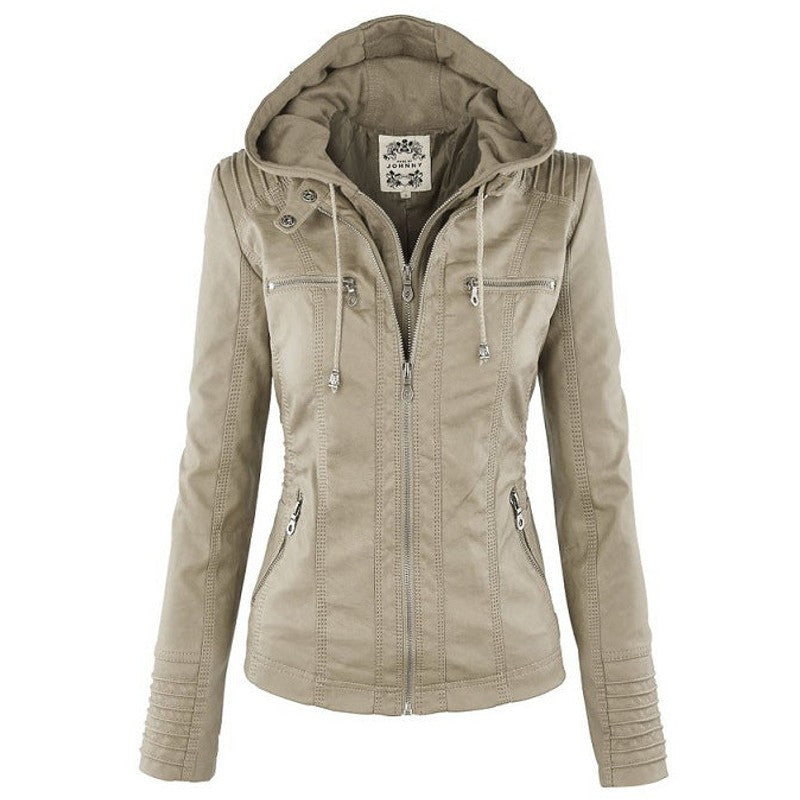 Monica | Veste en cuir matelassée à capuche