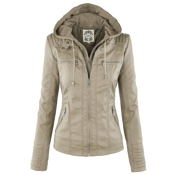 Monica | Veste en cuir matelassée à capuche