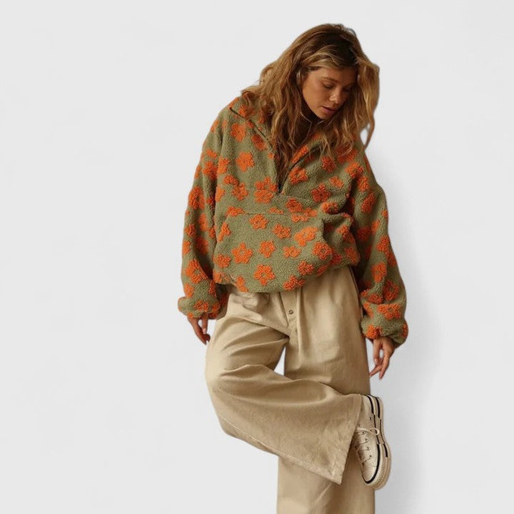 Delysanne | Pull à demi-fermeture éclair et imprimé floral