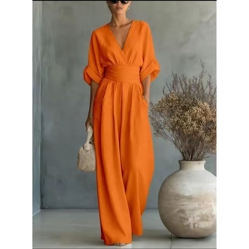 Risel | V-hals Jumpsuit met Obi-band