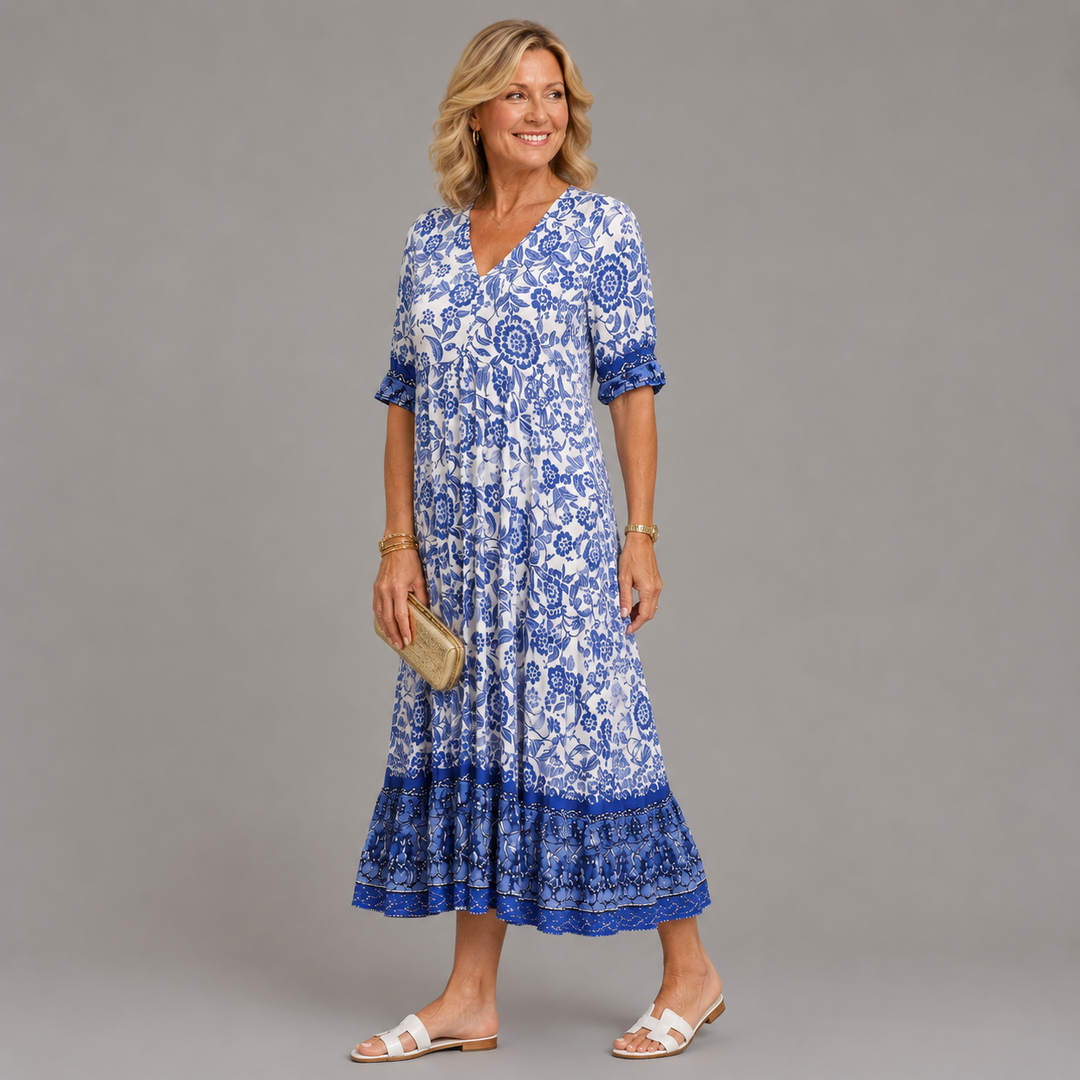 Sien | Robe midi fleurie à col en V