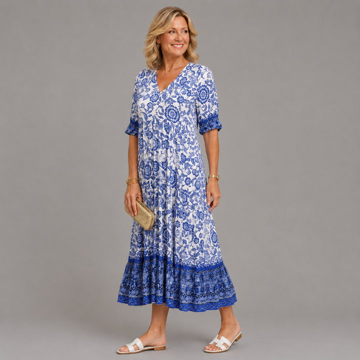 Sien | Robe midi fleurie à col en V