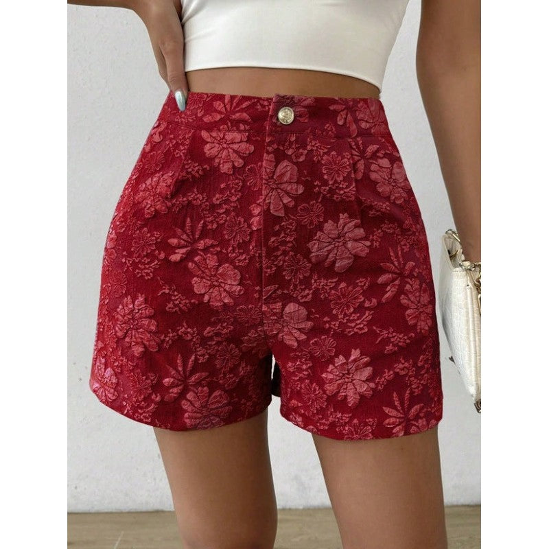 Elise | Hoge taille korte broek met bloemmotief