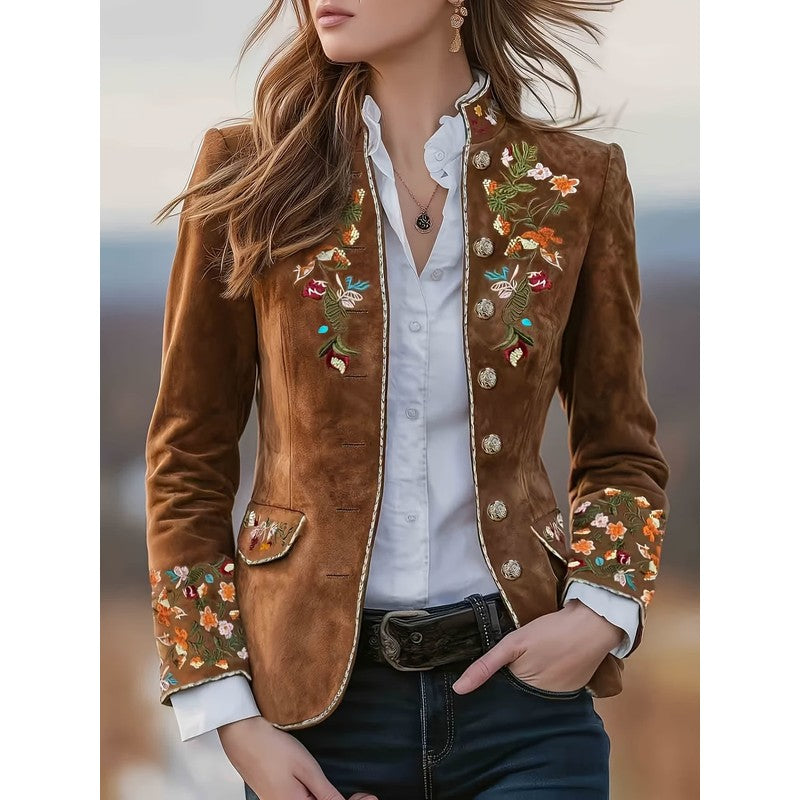 Sofia | Geborduurde blazer met stand-up kraag