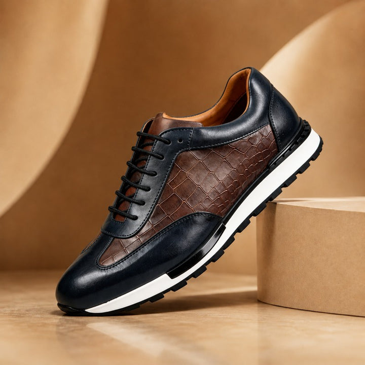 Vincent | Geribbelde zool leren sneakers