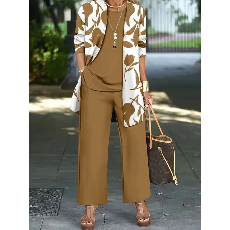 Laura | Ensemble pour femme 3 pièces avec gilet, haut et pantalon