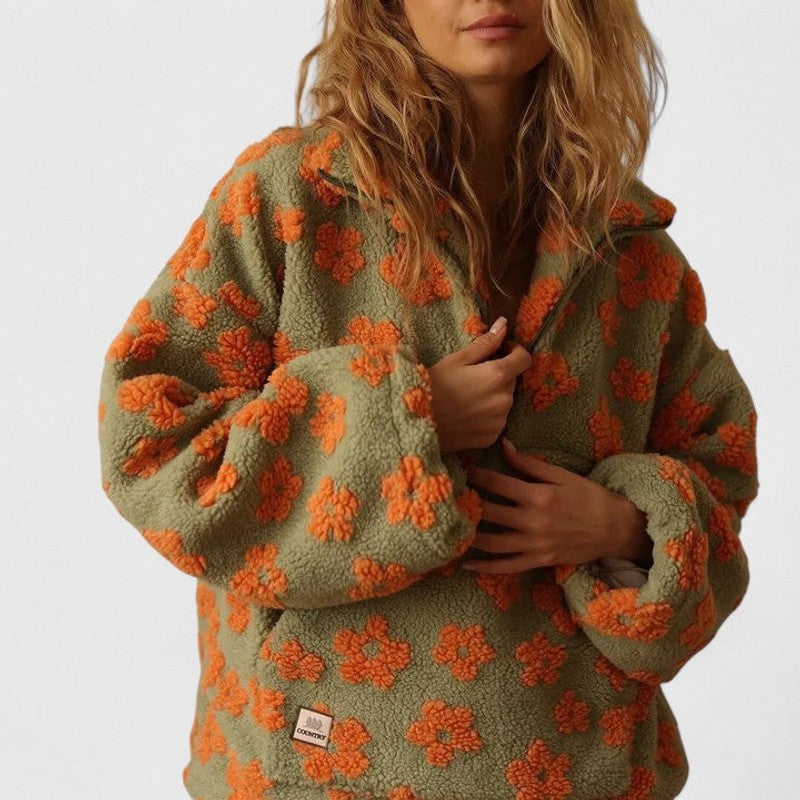Delysanne | Pull à demi-fermeture éclair et imprimé floral