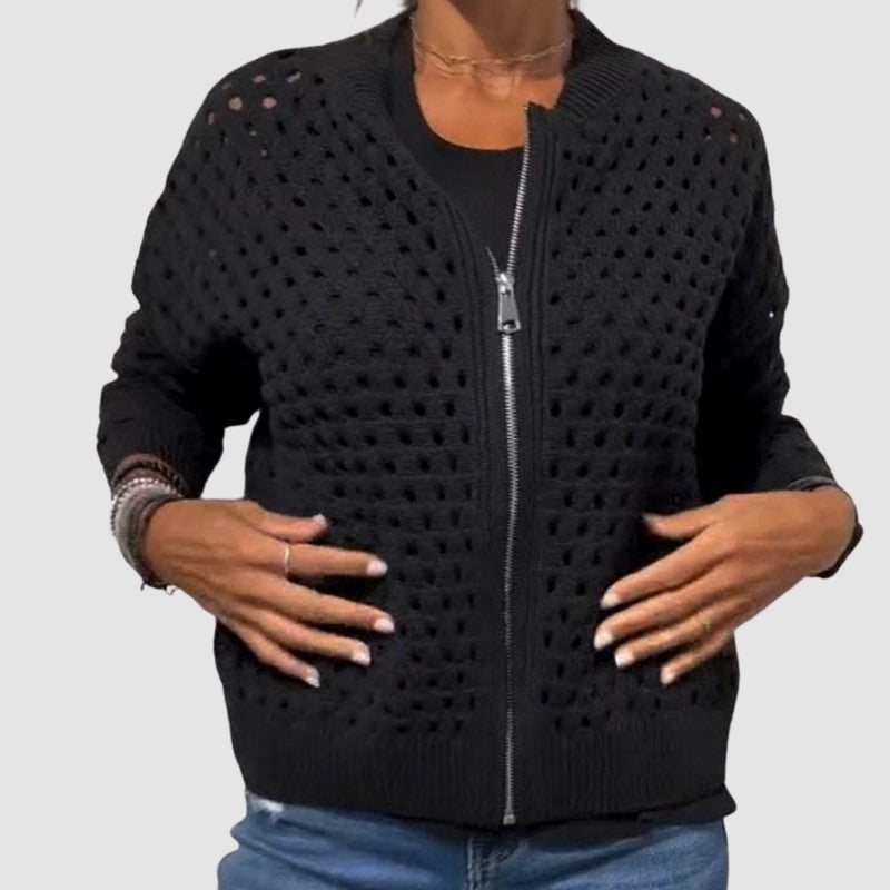Cyndie | Opengebreide Vest met Rits