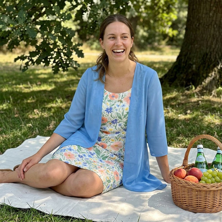 Marieke | Jurk met bloemenprint en effen vest