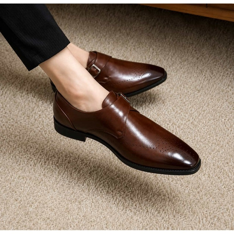 Julian | Enkelvoudige monkschoen met brogue-detailing