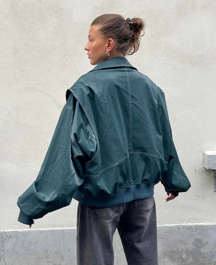 Veerle | Oversized-Bomberjacke aus Kunstleder