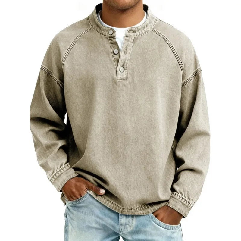 Thijs | Pullover mit Kragen in Vintage-Waschung