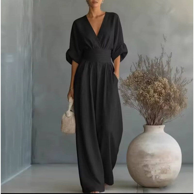 Risel | V-hals Jumpsuit met Obi-band