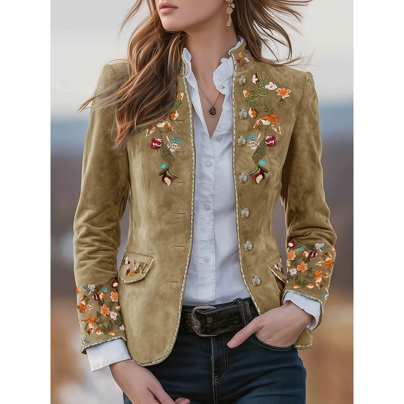 Sofia | Geborduurde blazer met stand-up kraag