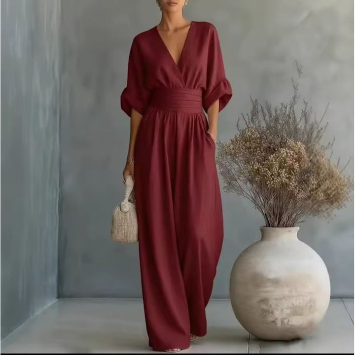 Risel | V-hals Jumpsuit met Obi-band