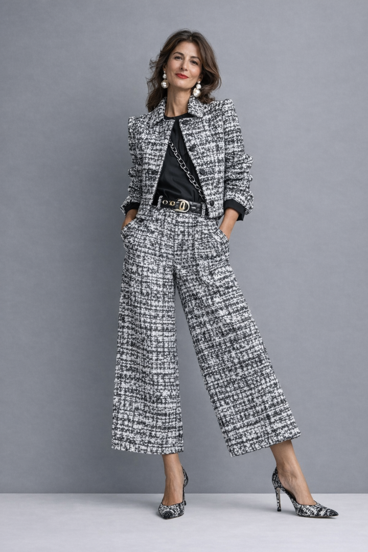 Froukje | Zweiteiliges Tweed-Set mit weiter Hose