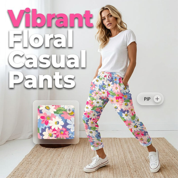 Lisa | Casual bloemenprint broek met trekkoord