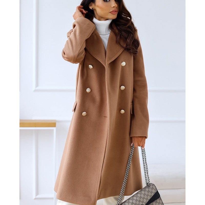 Elicia | Longue veste d’hiver structurée à double boutonnage