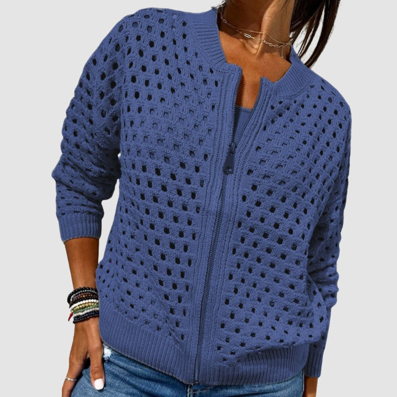 Cyndie | Opengebreide Vest met Rits