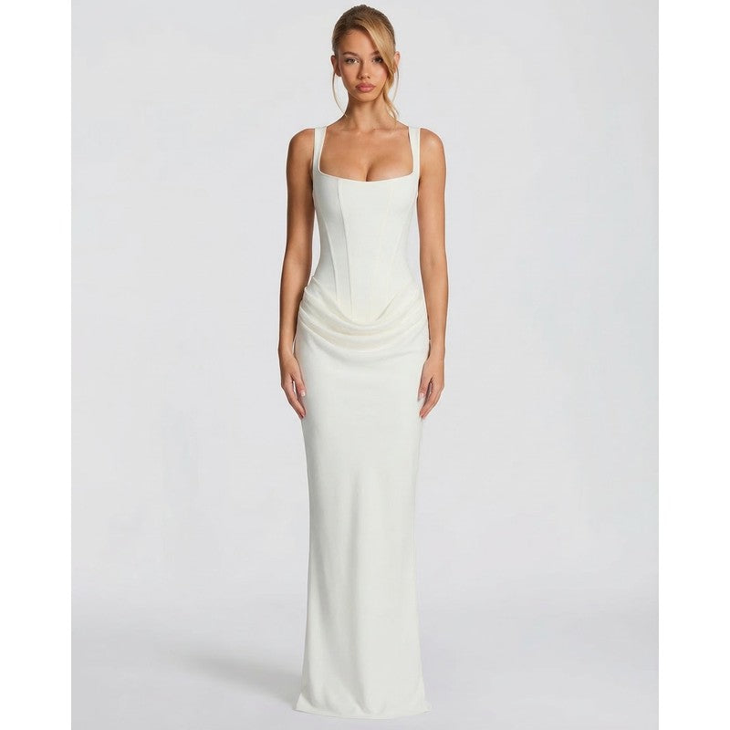 Victoria | Getailleerde korsetjurklook maxi-jurk