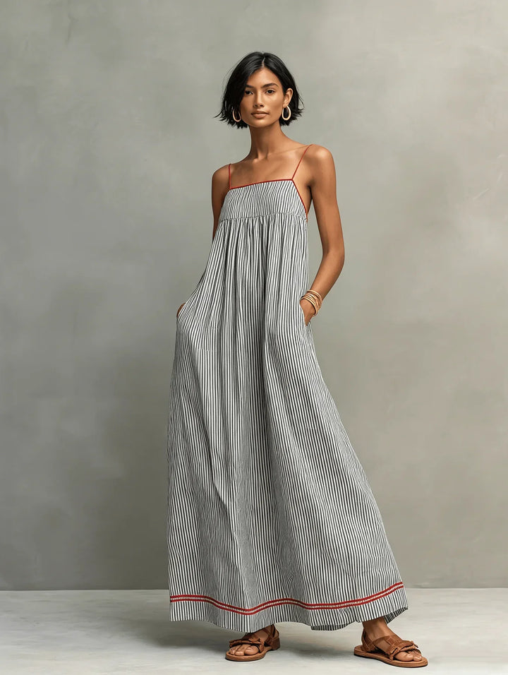 Christien | Robe longue légère à rayures