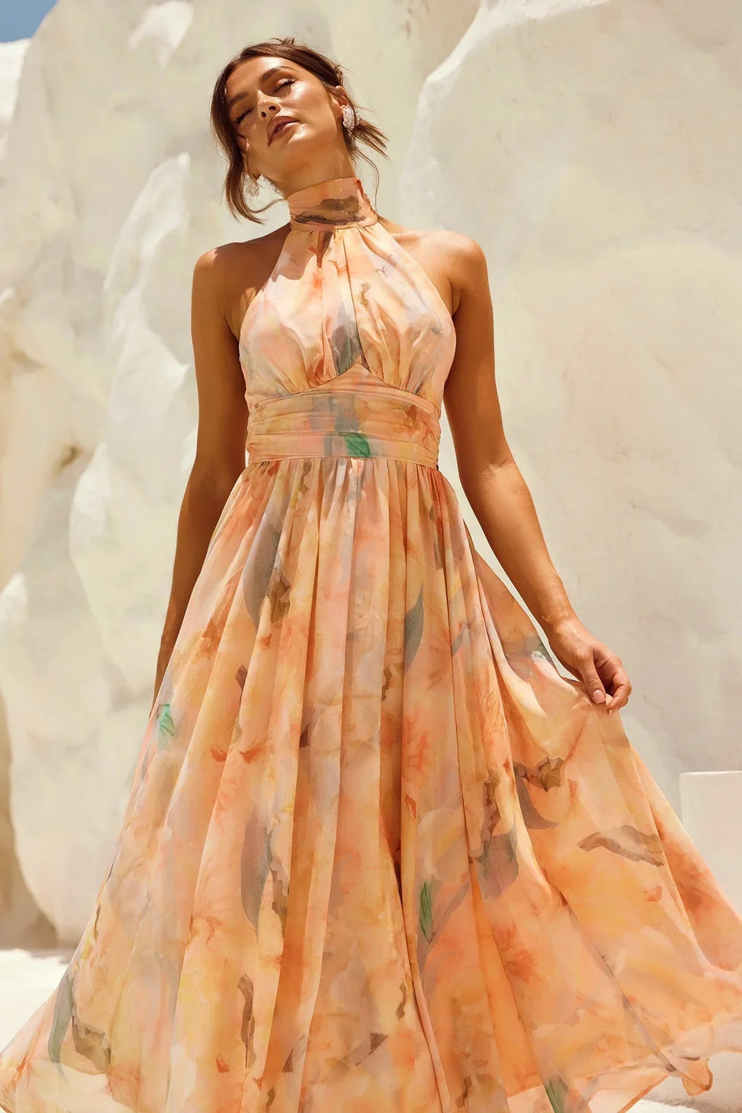 Johanna | Robe longue dos nu à imprimé floral
