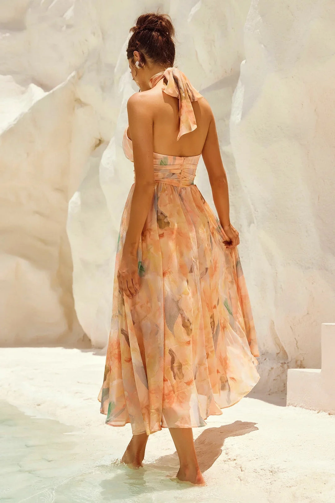 Johanna | Robe longue dos nu à imprimé floral