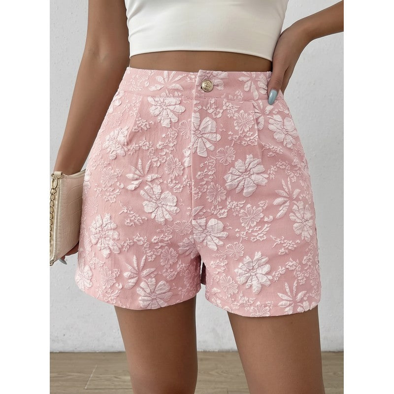 Elise | Hoge taille korte broek met bloemmotief