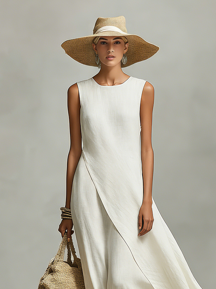 Cato | Drapiertes asymmetrisches Maxikleid