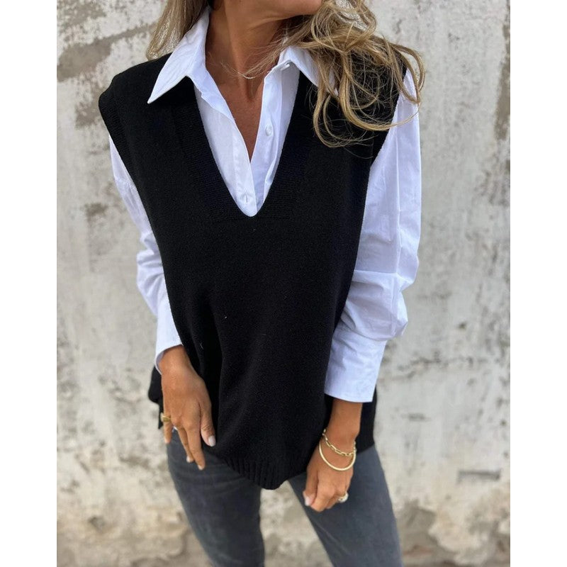 Marzanna | Sleeveless V-Neck Sweater Vest