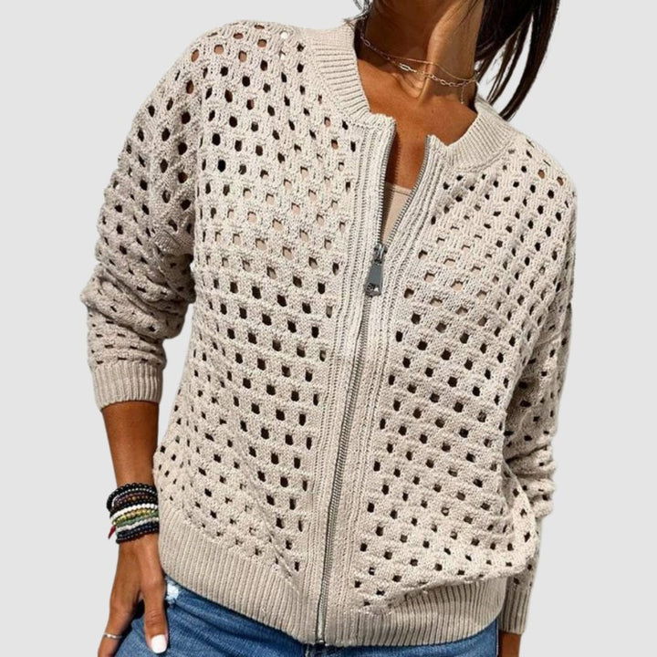 Cyndie | Opengebreide Vest met Rits
