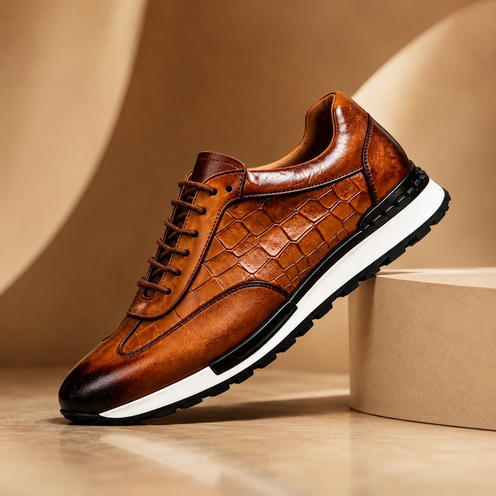 Vincent | Geribbelde zool leren sneakers