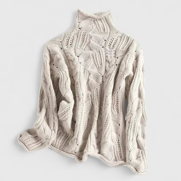 Zendrielle | Zopfmuster-Pullover mit Rollkragen