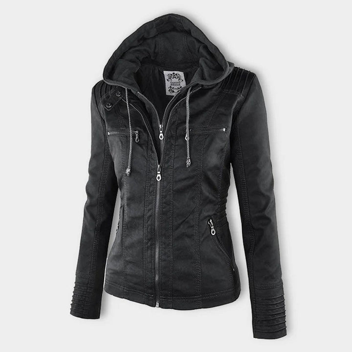 Monica | Veste en cuir matelassée à capuche