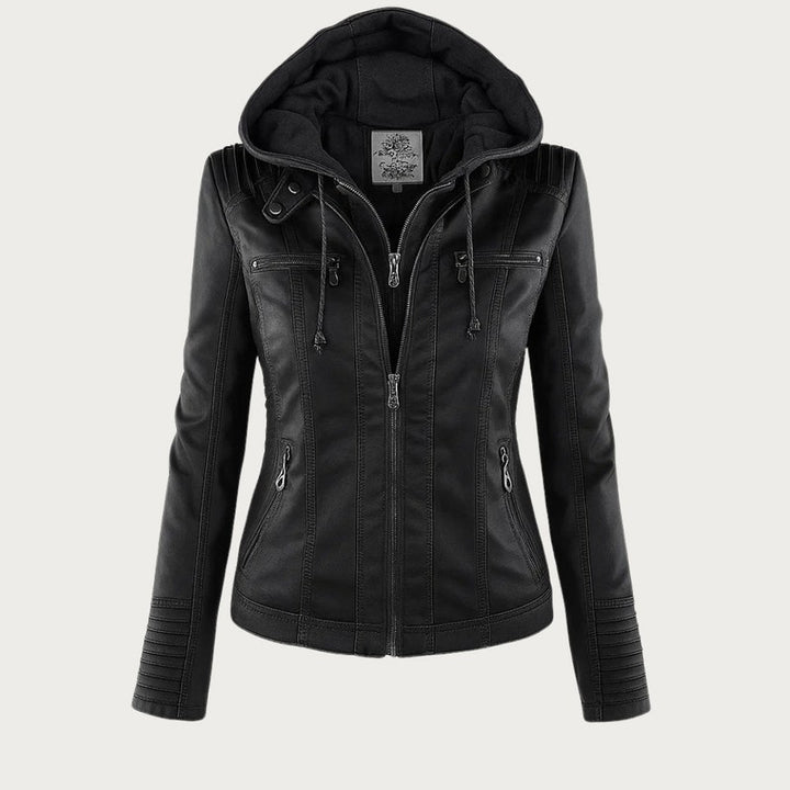 Monica | Veste en cuir matelassée à capuche