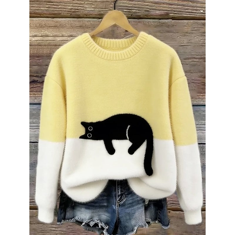 Lina | Pull ample à imprimé de chat