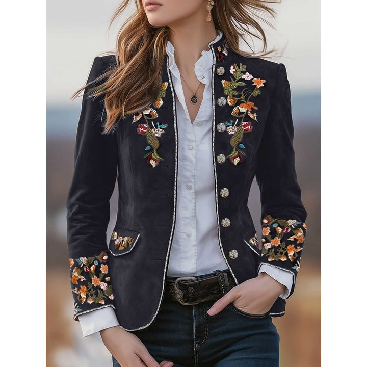 Sofia | Geborduurde blazer met stand-up kraag