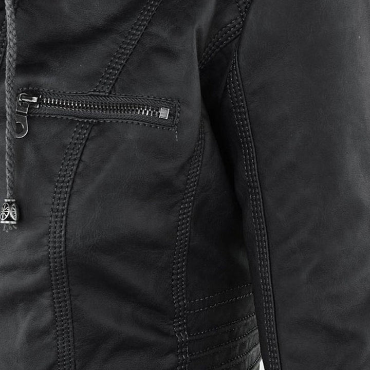 Monica | Veste en cuir matelassée à capuche