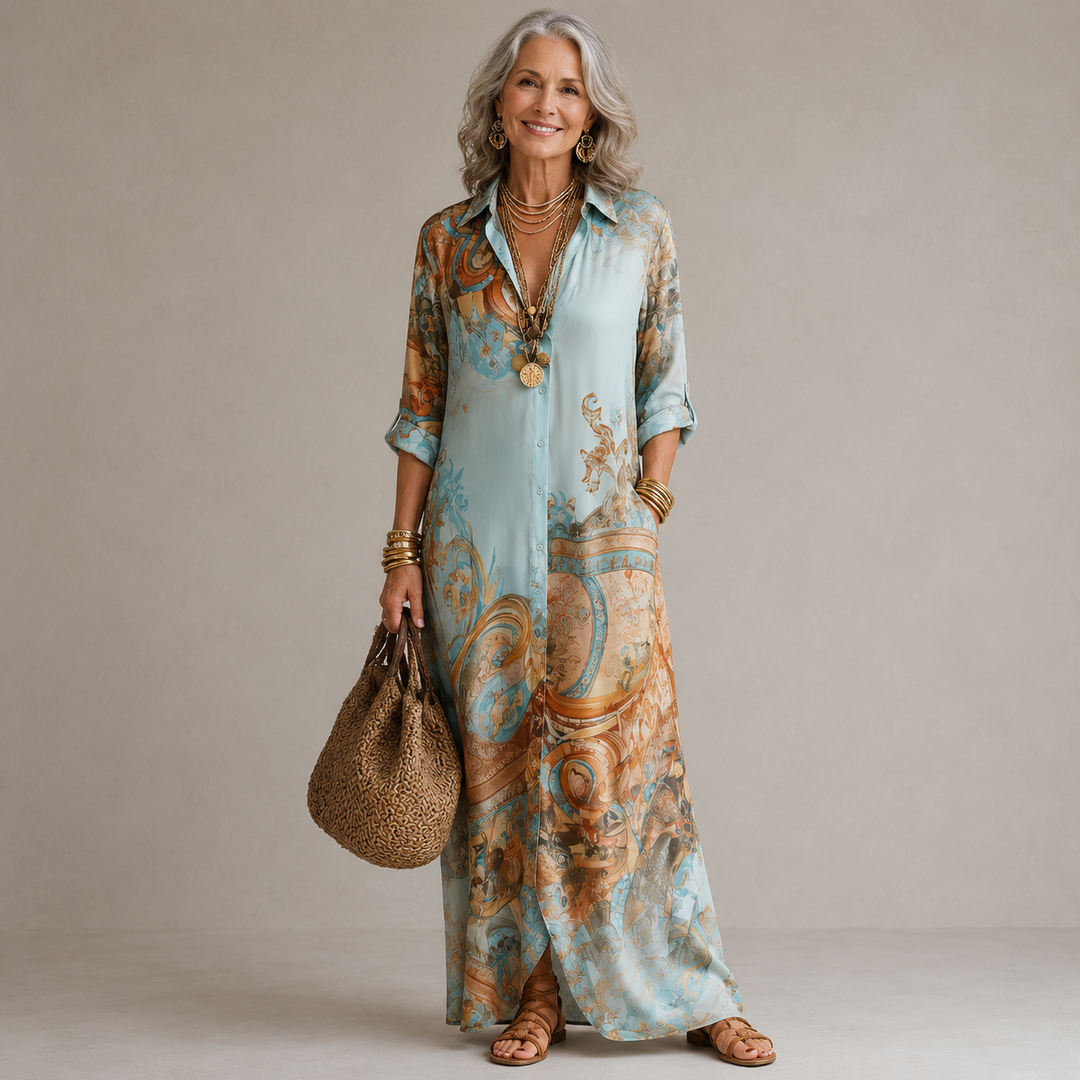 Mirthe | Robe longue imprimée boutonnée